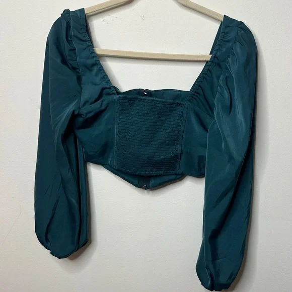 Urban Outfitters Long-Sleeve Square Neck Corset Crop Top - Picture 5 of 5